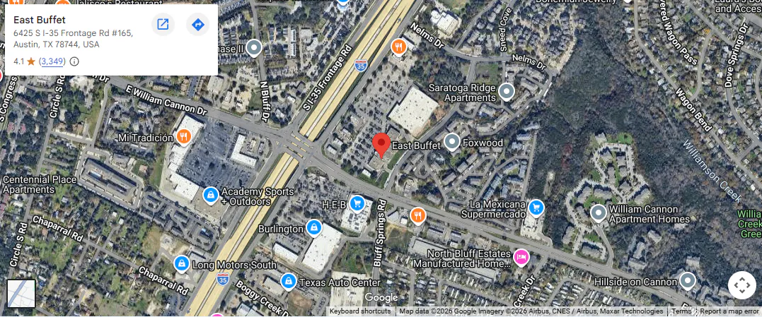 Location 6425 S I-35 Frontage Rd #165, Austin, TX 78744, United States